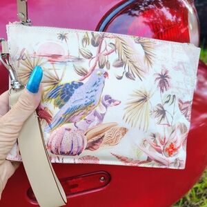 INDIA HICKS LONG AWAITED! COATED COTTON LEATHER TRIM BIRDS SEASHELLS WRISTLET LN